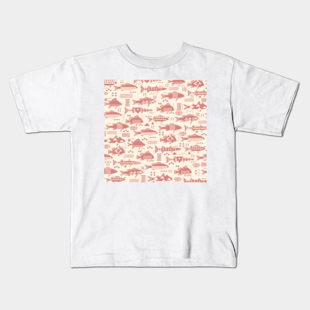 Boho Fishes in Pink Sand Kids T-Shirt by matise